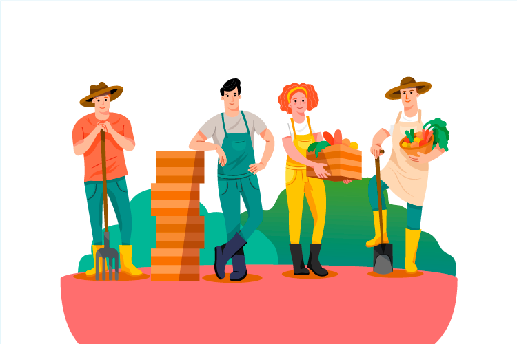 Illustration de personnages agriculteurs